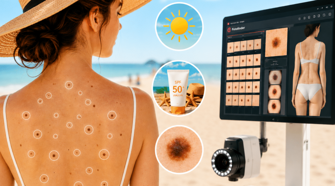 Dos d'une femme présentant des taches solaires.